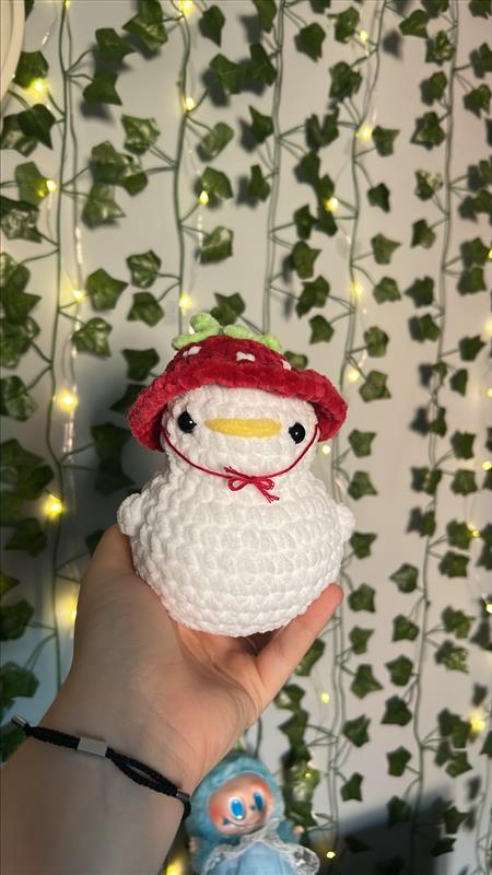 Duck in Strawberry Hat