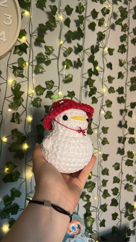 Duck in Strawberry Hat